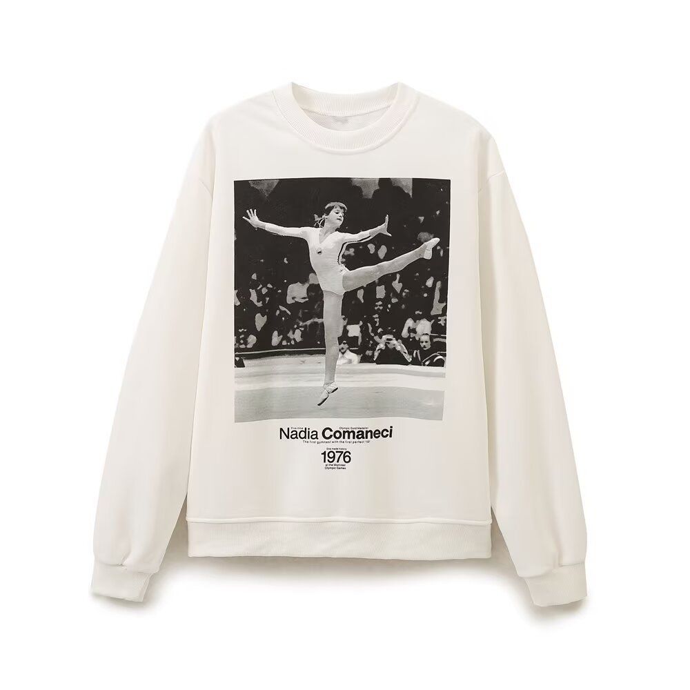 Women's Floral Print Sweatshirt - European Style Classic KUN-00009