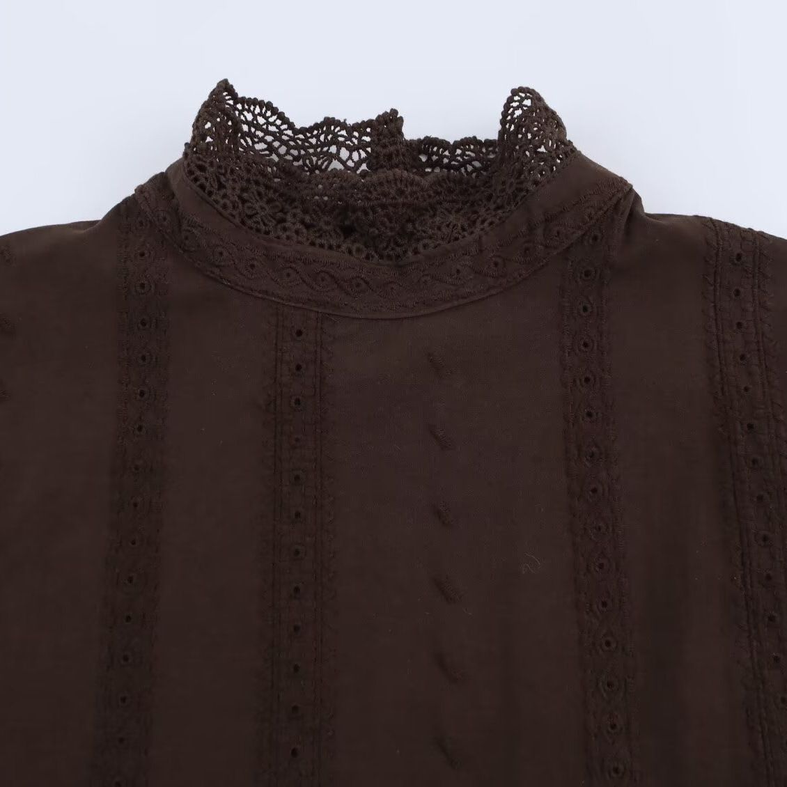 Blusa de encaje bordado - Camisa clásica para mujer KUN-00009