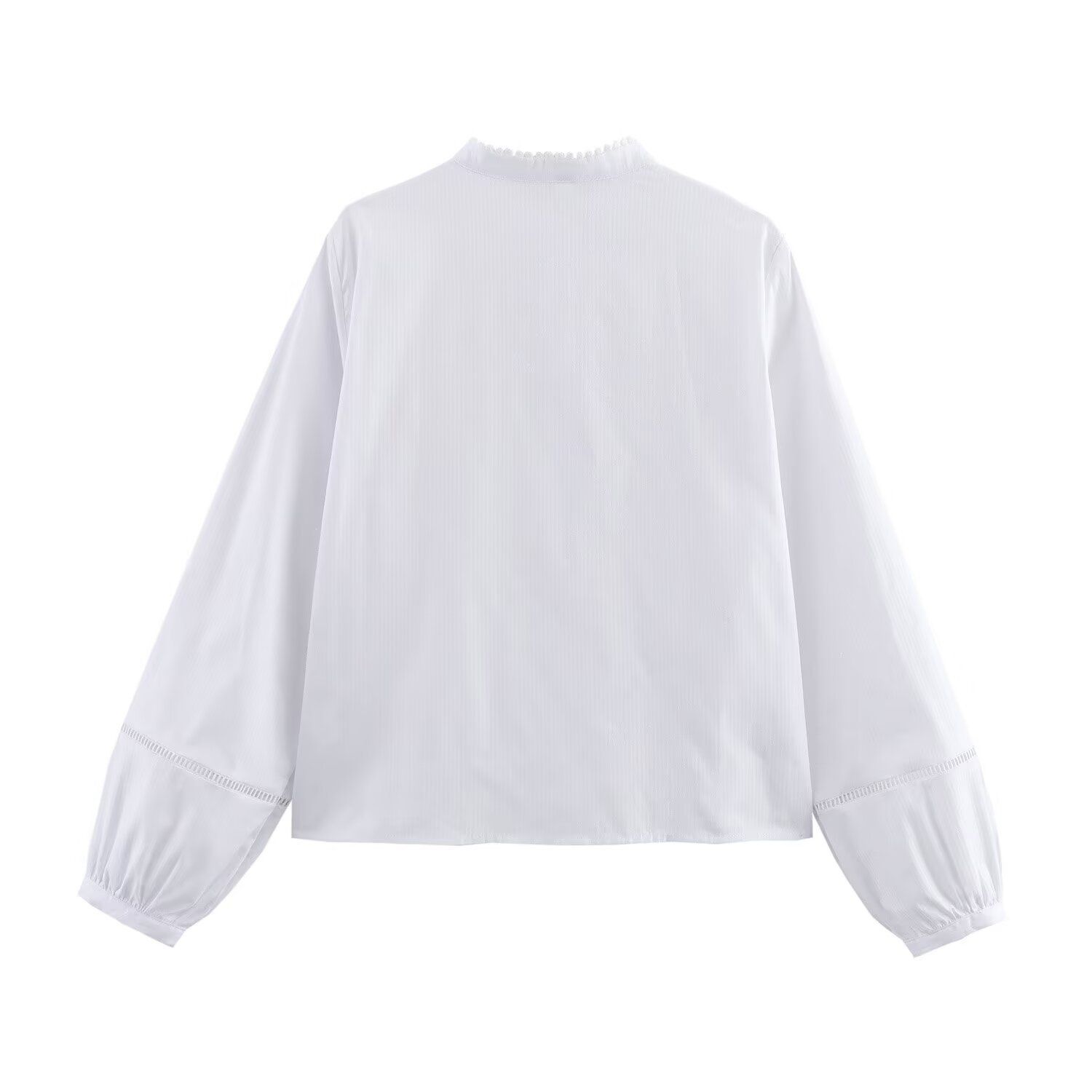Blusa romántica con ribete de encaje para mujer KUN-00010