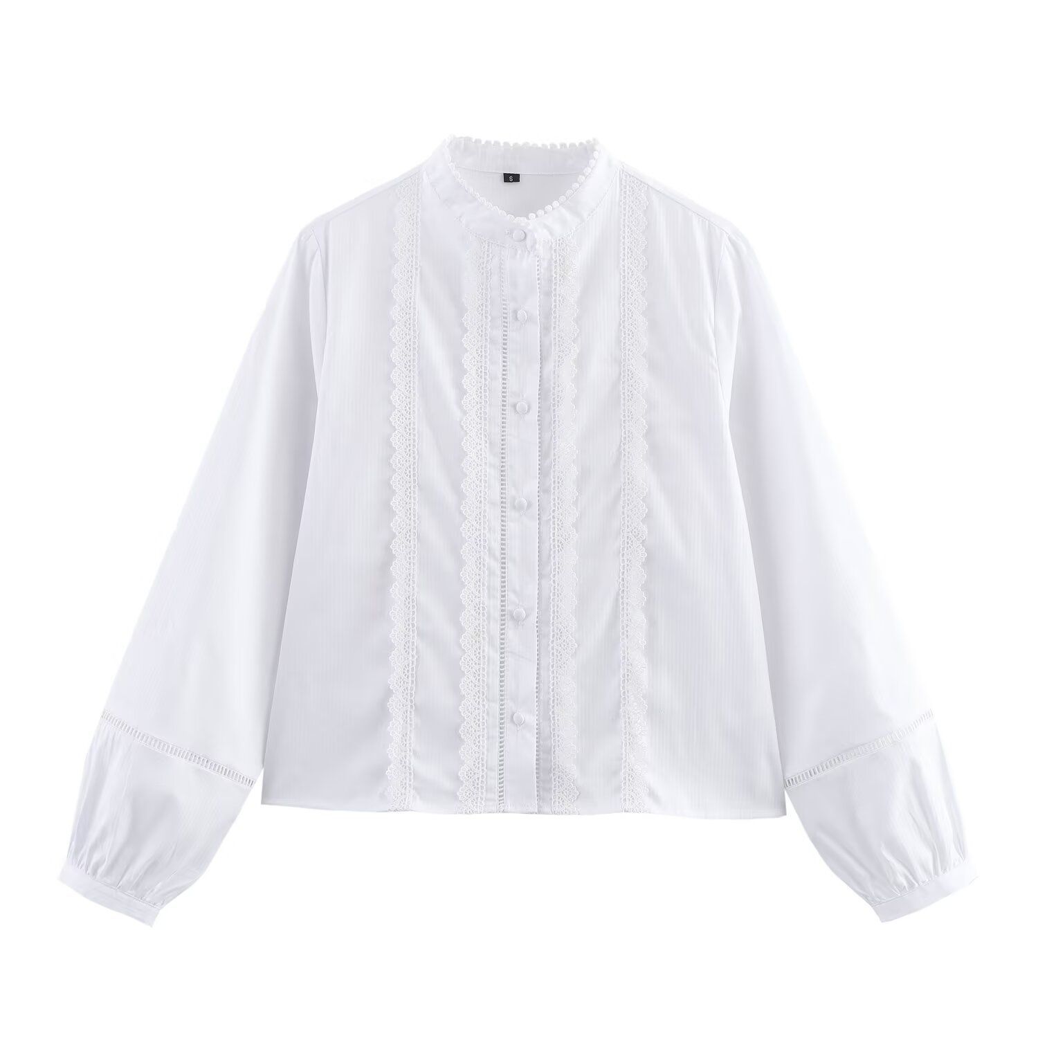 Women's Lace Trim Romantic Blouse Top KUN-00010