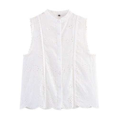 Embroidered Hollow-Out Blouse - European Chic Shirt KUN-00026