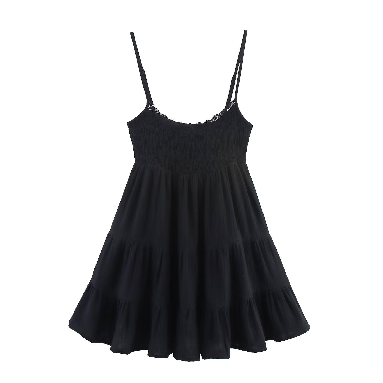 Lace Trim Tulle Mini Dress - European Style KUN-00179