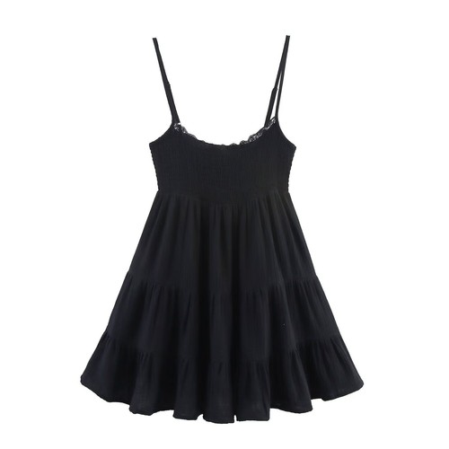 Lace Trim Tulle Mini Dress - European Style KUN-00179