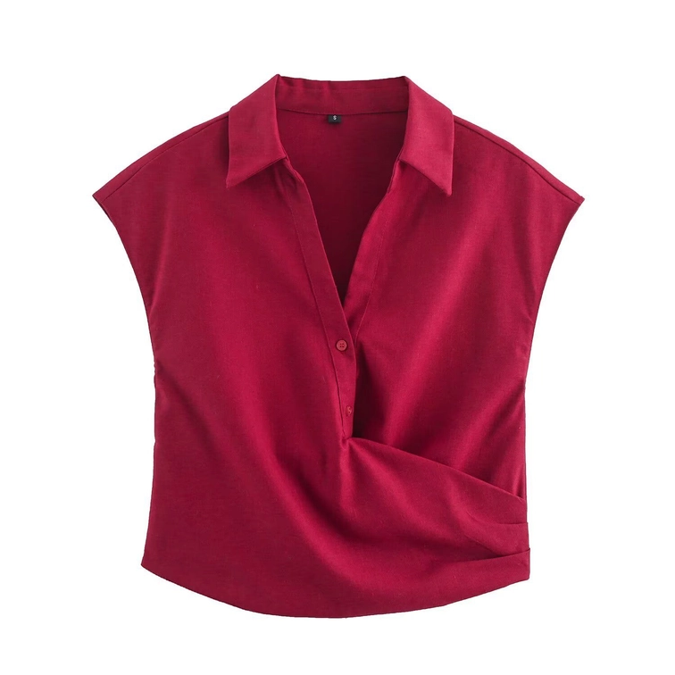 Linen Blend Women's Top & Pleated Shorts Set KUN-00025