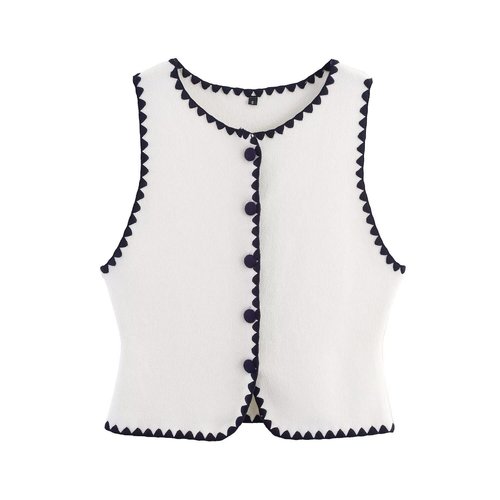 Gebreid vest en jurk met borduursels - Europese stijl KUN-00037