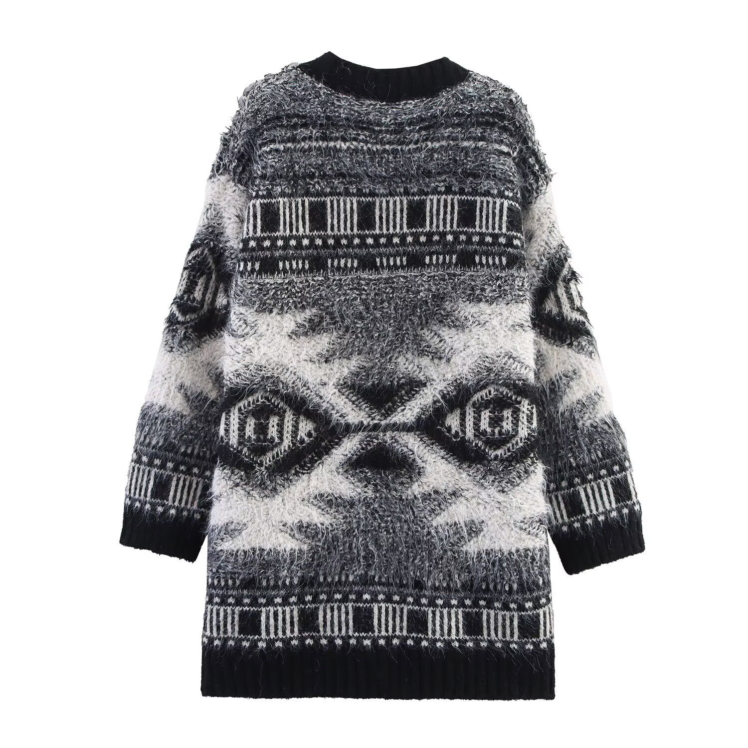 Cardigan in maglia jacquard, modello aperto sul davanti KUN-00133