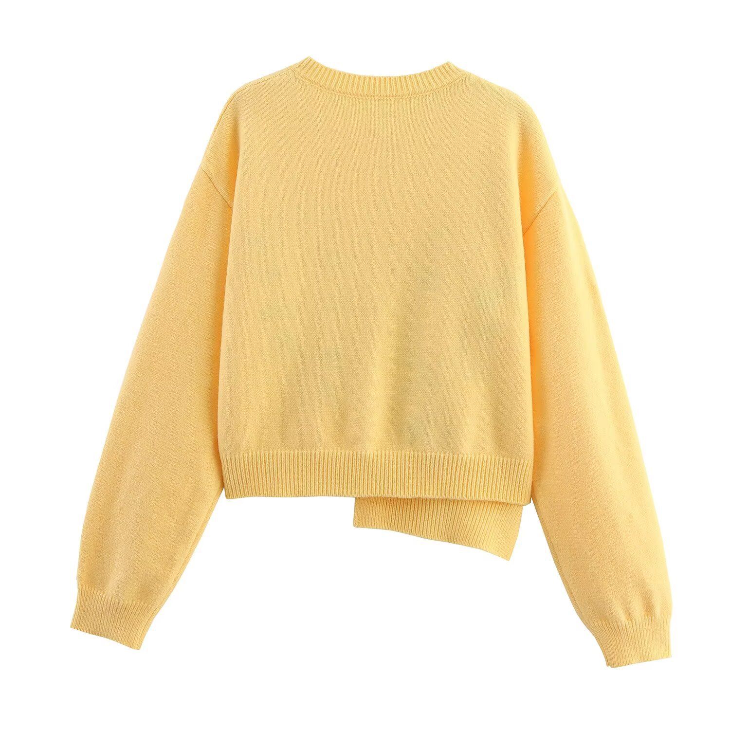 Embroidered Cardigan Irregular Hem Casual Chic KUN-00094