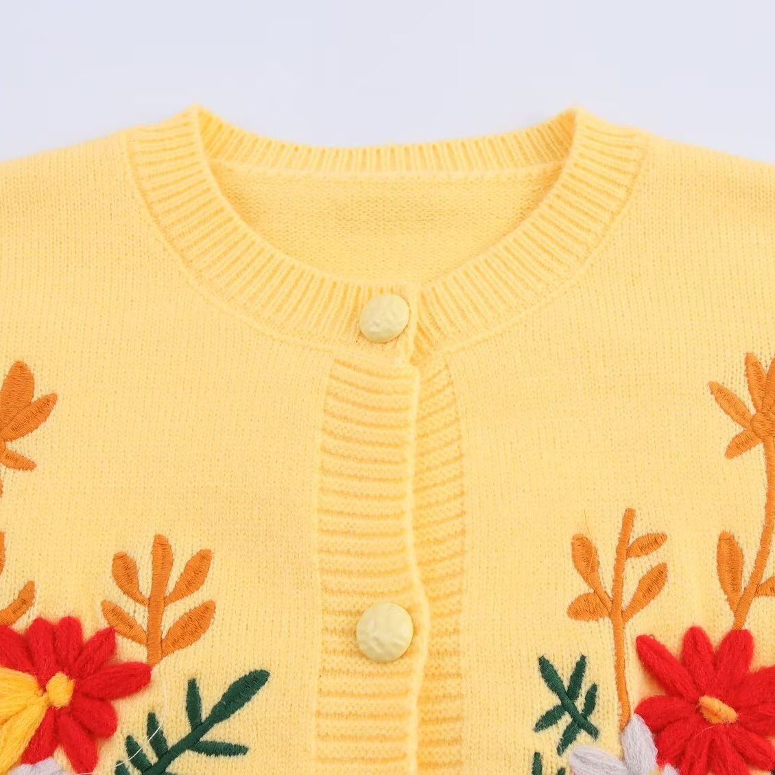 Embroidered Cardigan Irregular Hem Casual Chic KUN-00094