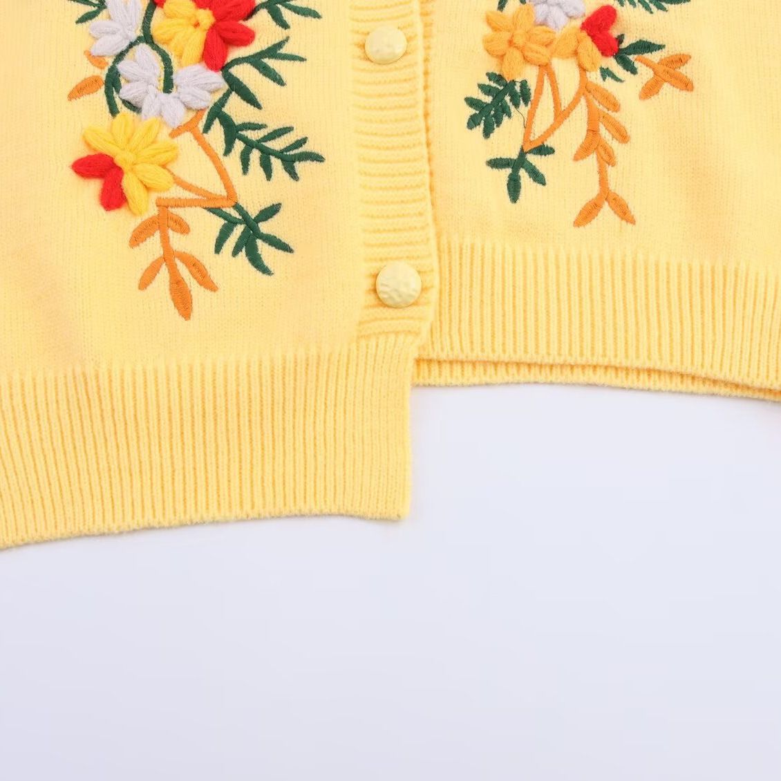 Embroidered Cardigan Irregular Hem Casual Chic KUN-00094