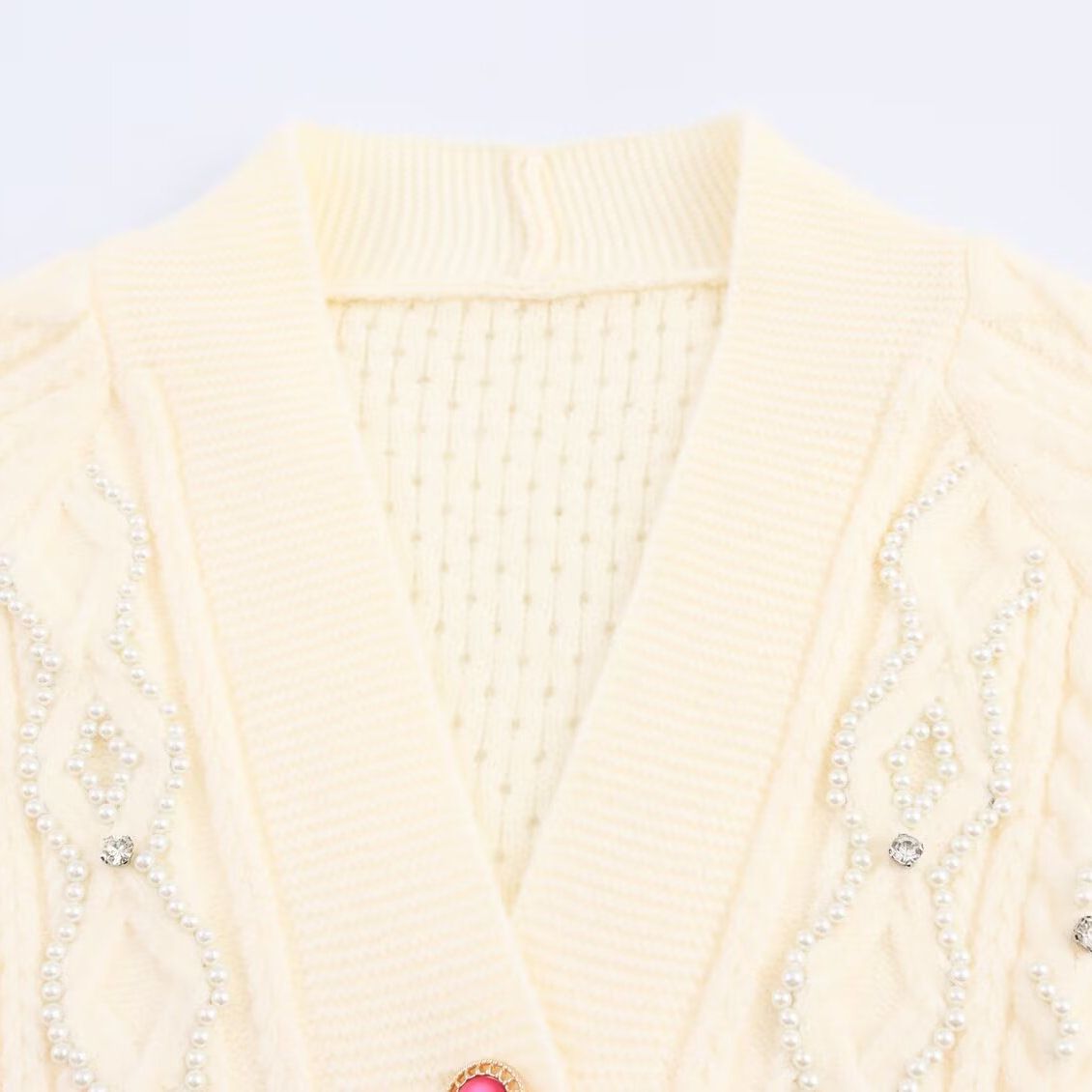 Knit Top Women's Beaded Drawstring Casual Chic KUN-00010