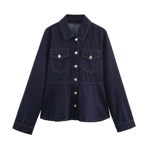 Damen-Jeansjacke & High-Waist-Jeans-Set - Puffärmel KUN-00060