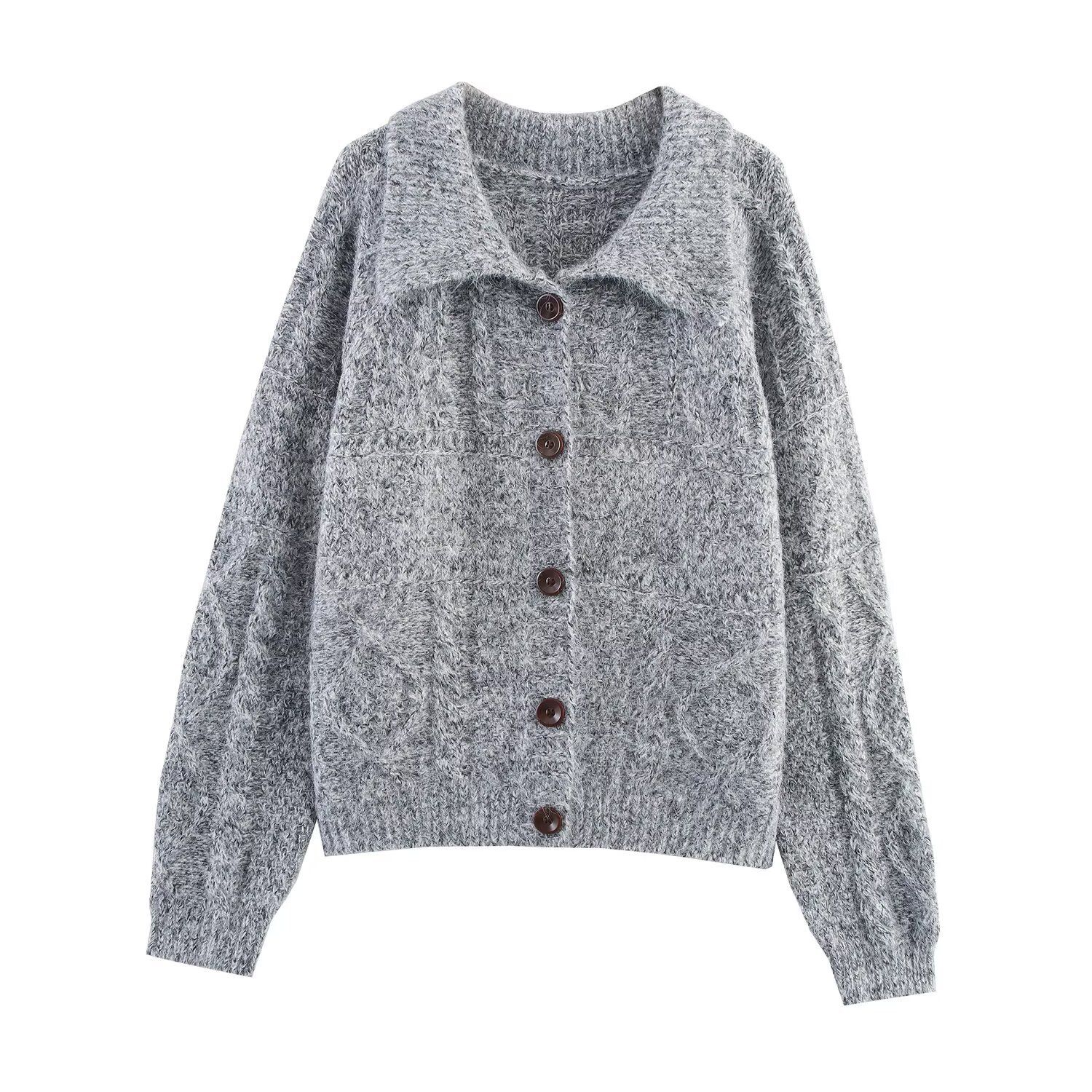 Knit Cardigan - Stylish Floral Blend Open Front Sweater KUN-00043