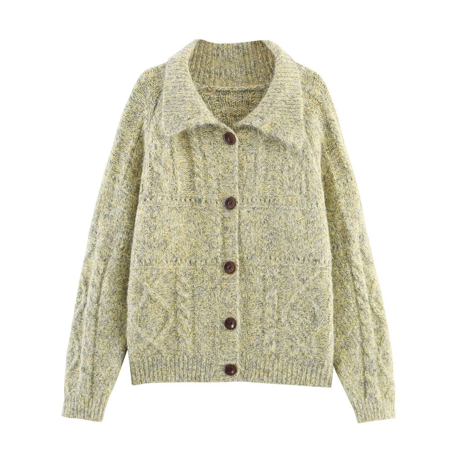 Knit Cardigan - Stylish Floral Blend Open Front Sweater KUN-00043