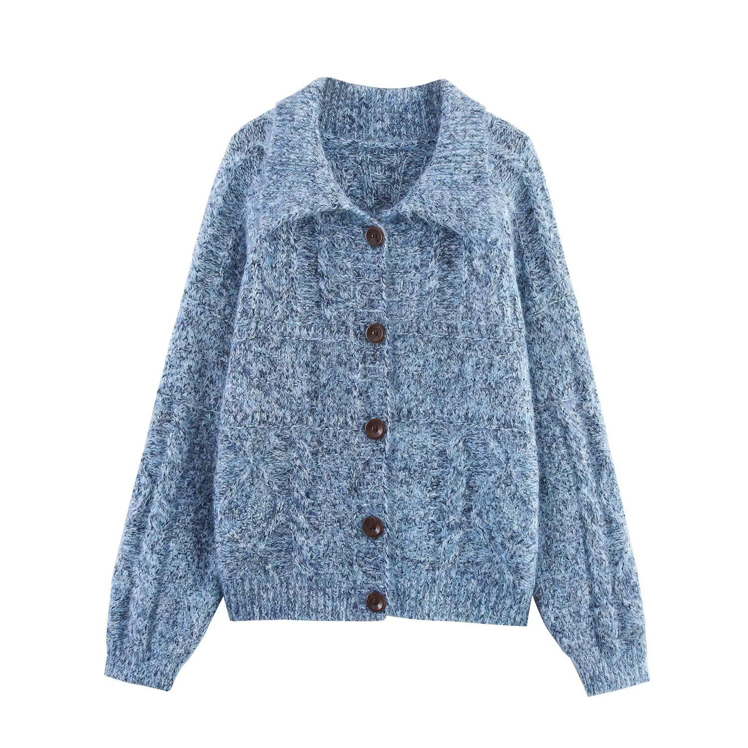 Knit Cardigan - Stylish Floral Blend Open Front Sweater KUN-00043