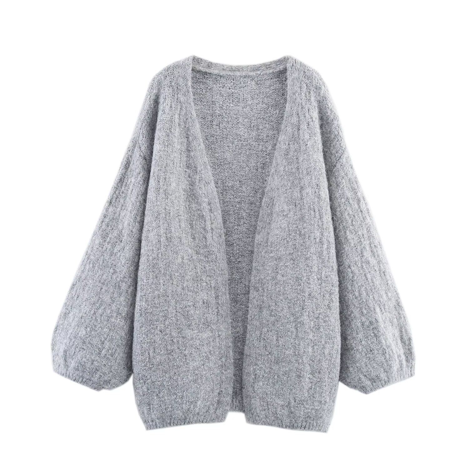 Knit Cardigan Sweater - European Style Casual Buttonless KUN-00045