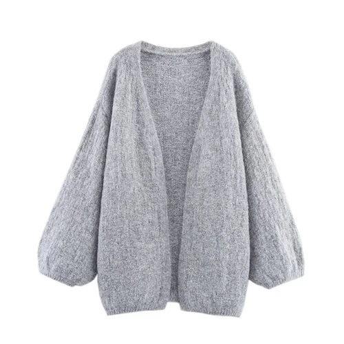 Knit Cardigan Sweater - European Style Casual Buttonless KUN-00045