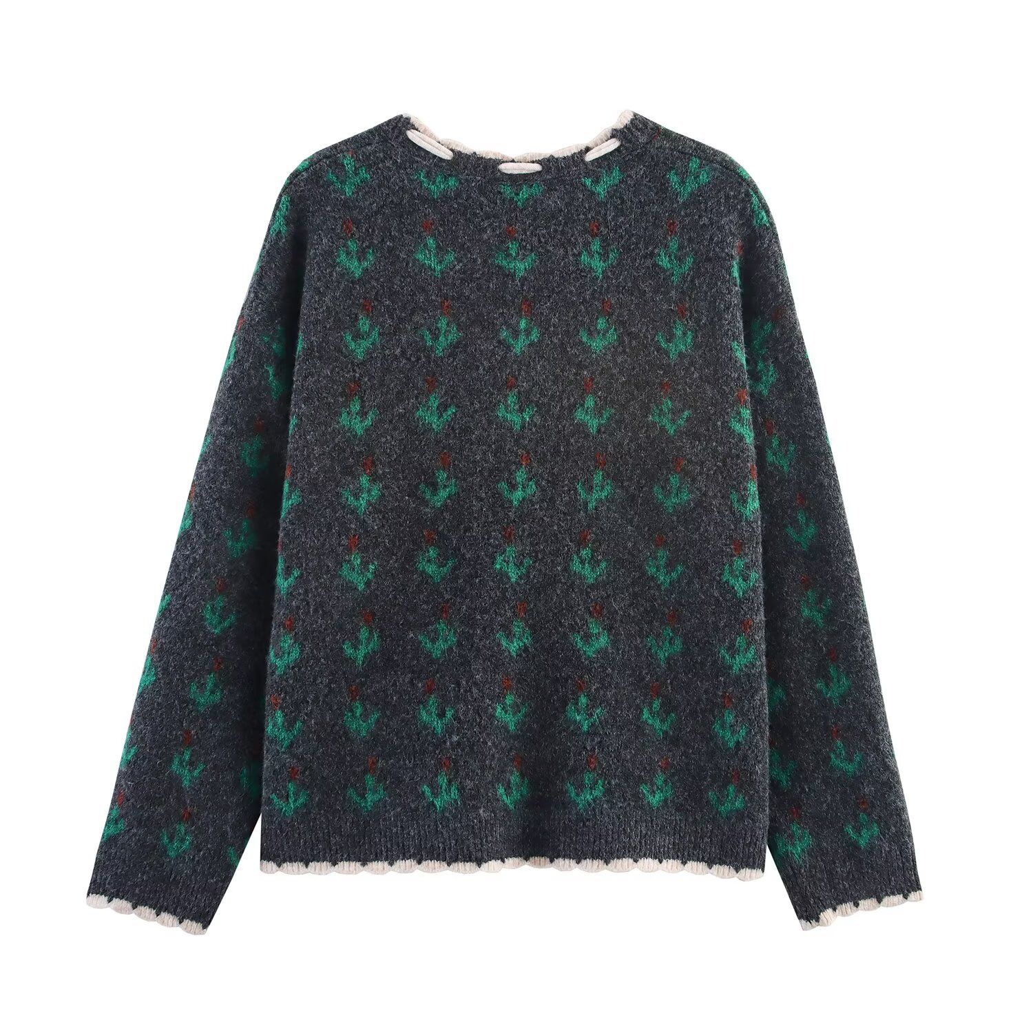 Knit Set Stylish Jacquard Women's Outfit KUN-00043