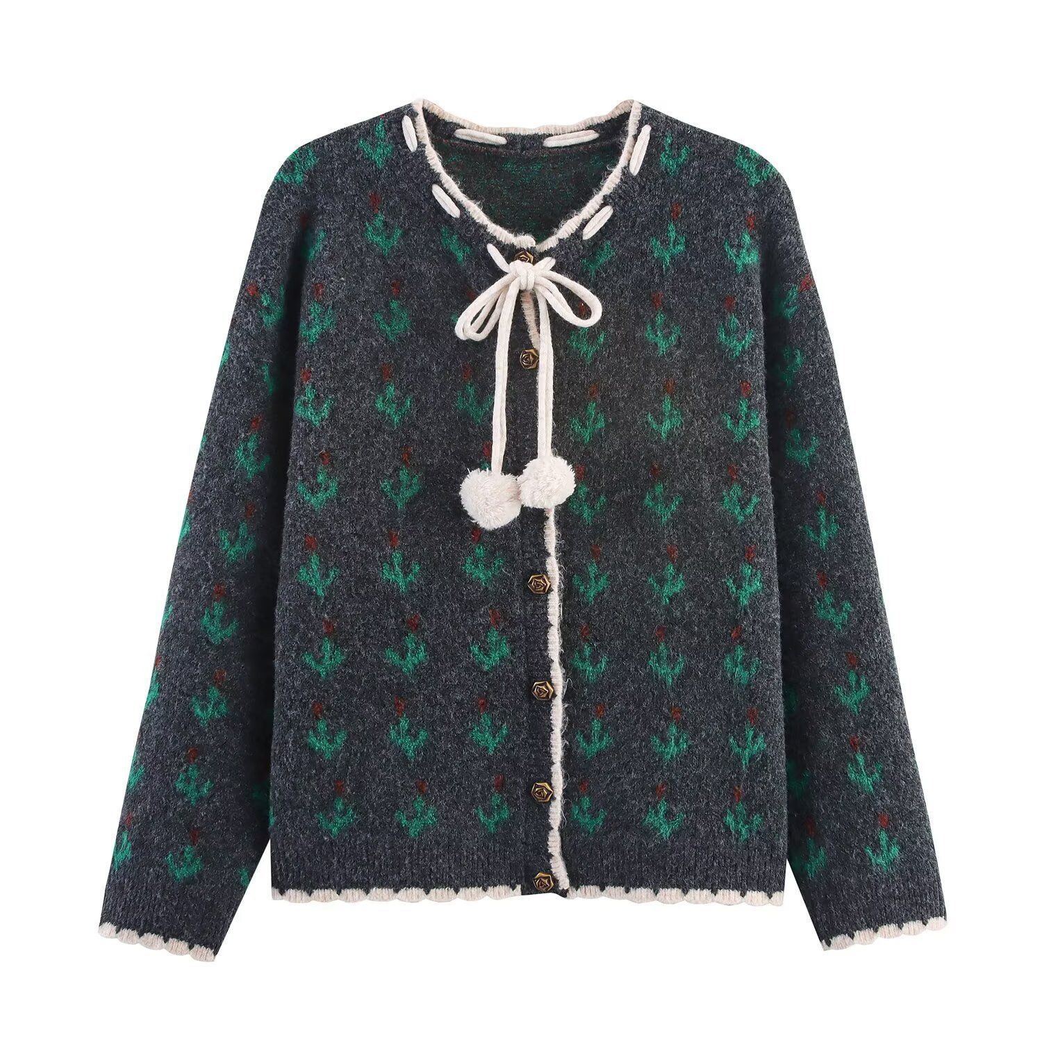 Knit Set Stylish Jacquard Women's Outfit KUN-00043