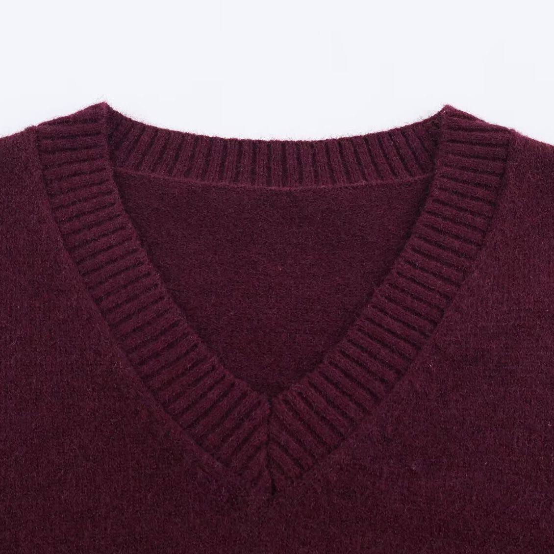 Suéter informal de punto con cuello en V - Estilo europeo KUN-00043