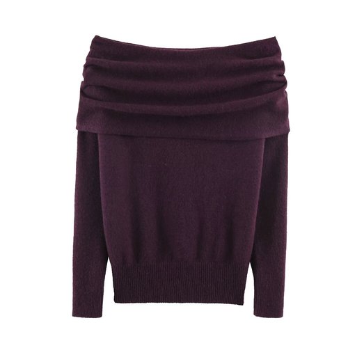Knit Top Off Shoulder Sweater - Trendy European Style KUN-00098