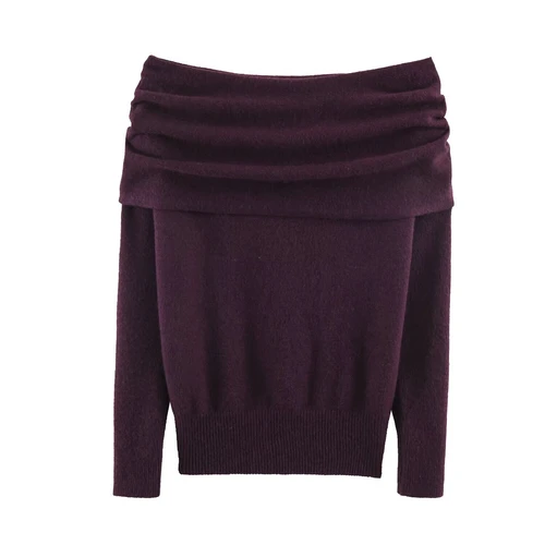 Suéter de punto con hombros descubiertos - Estilo europeo moderno KUN-00098