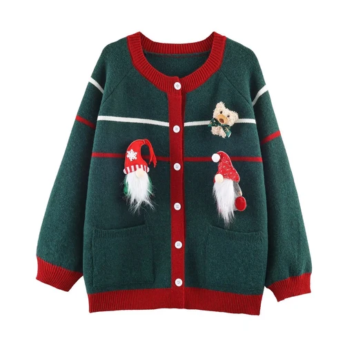 Cárdigan de punto - Elegante suéter navideño abierto KUN-00103