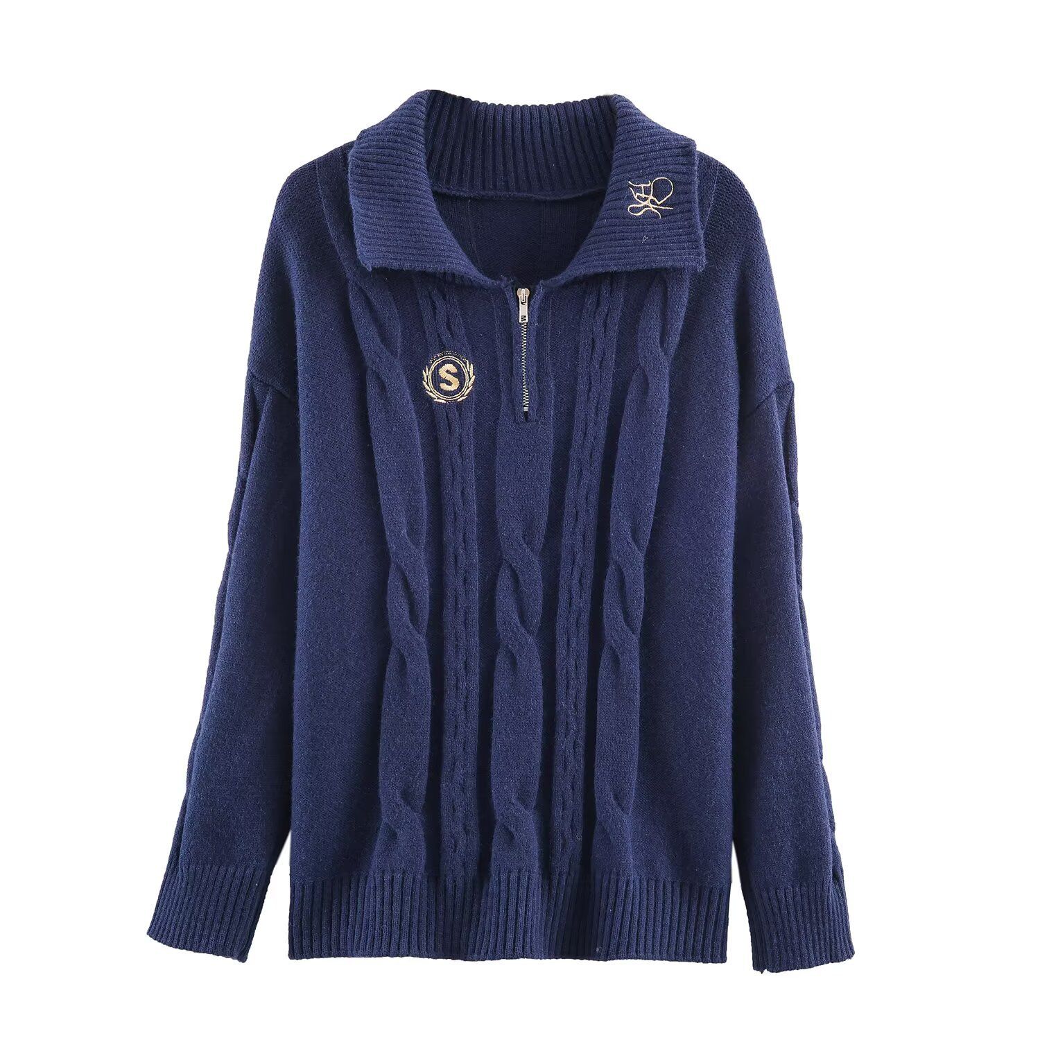 Knit Polo Shirt - Embroidered Trendy Casual Top KUN-00099