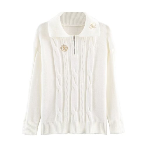Knit Polo Shirt - Embroidered Trendy Casual Top KUN-00099