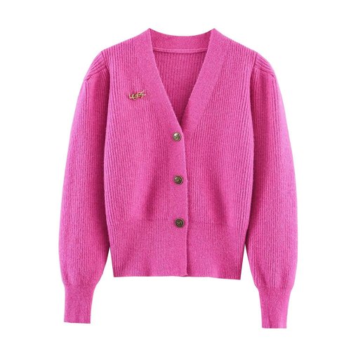 Knit Cardigan with Brooch - European Style Women's Sweater KUN-00102