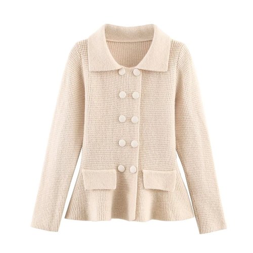 Women's Double-Breasted Cardigan Sweater - Stylish Casual Knit KUN-00029