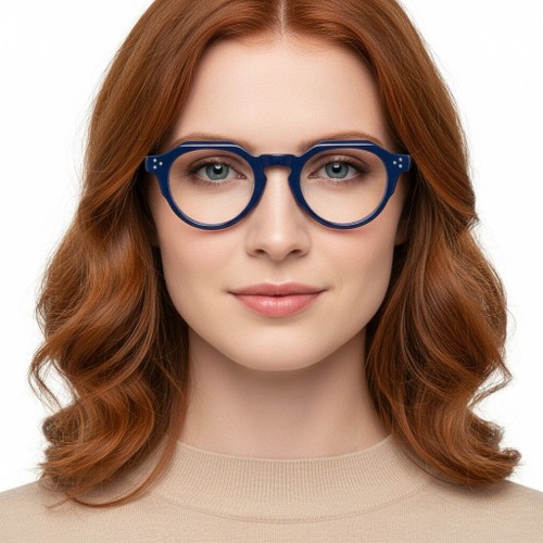 Oval Blue Acetate Glasses #BS0522-0032
