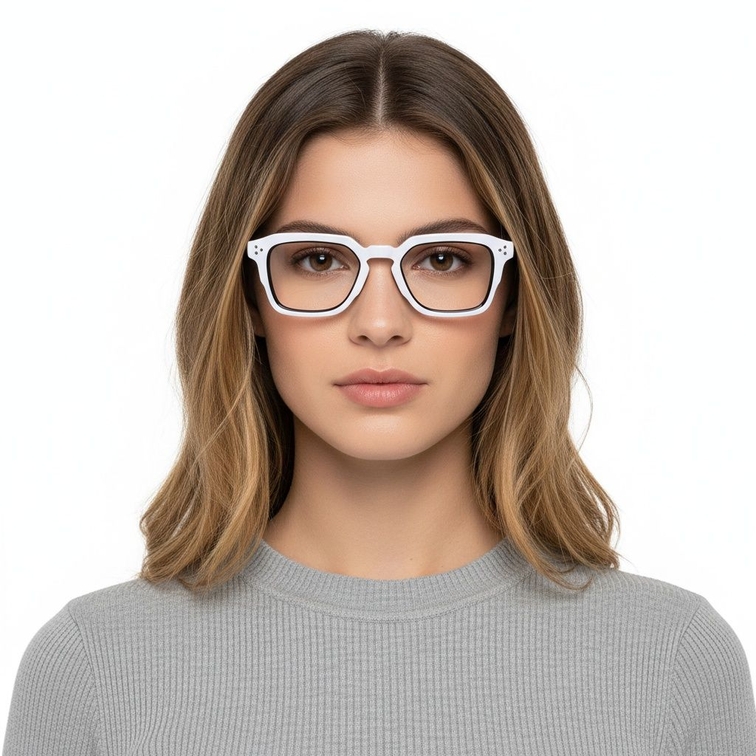 Gafas rectangulares de acetato blanco #BS0522-0037