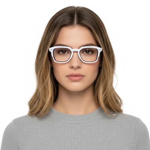 Verres rectangulaires en acétate blanc #BS0522-0037