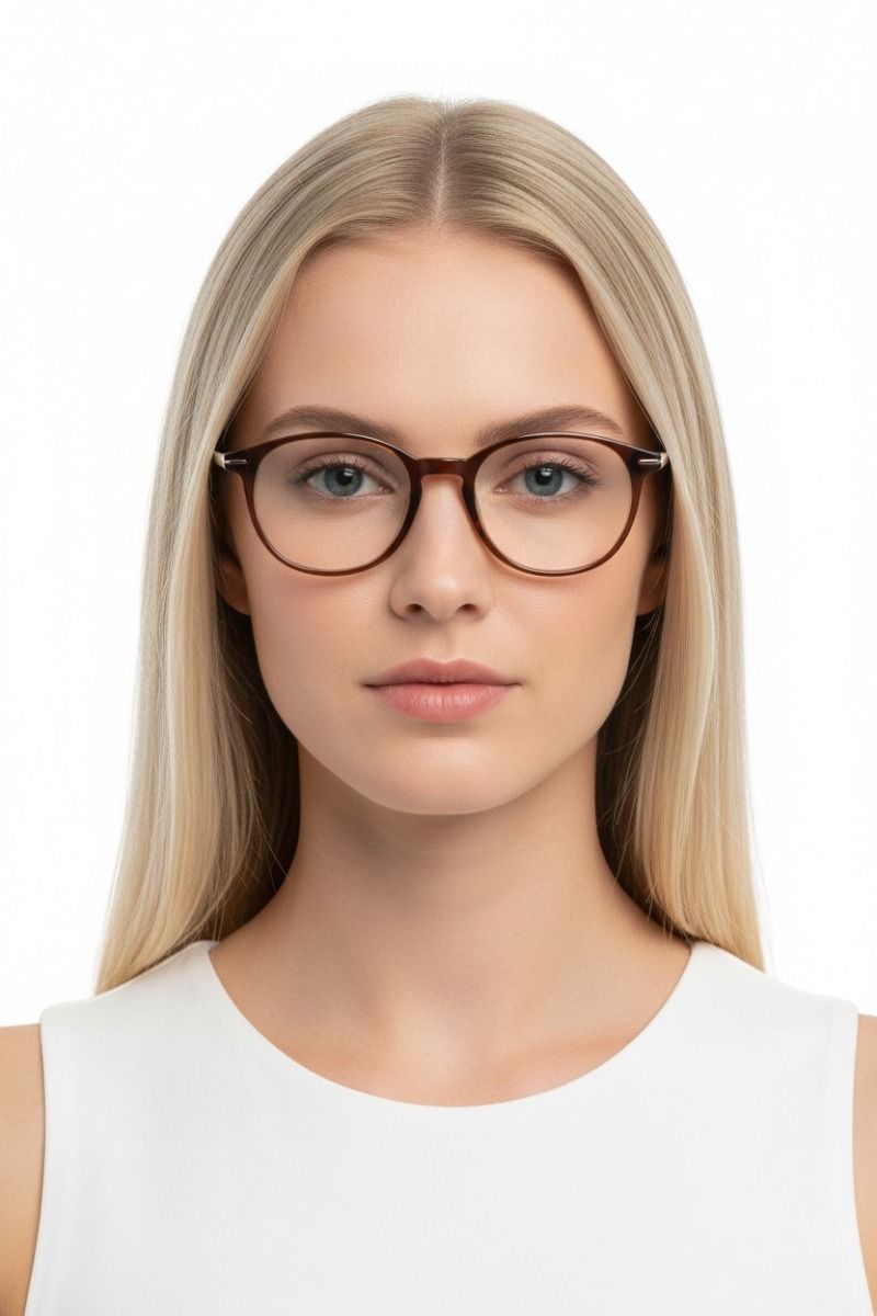 Gafas ovaladas de acetato marrón #BS1902-0039