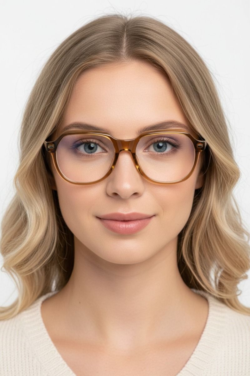 Oval Brown Acetate Glasses #BS1902-0103