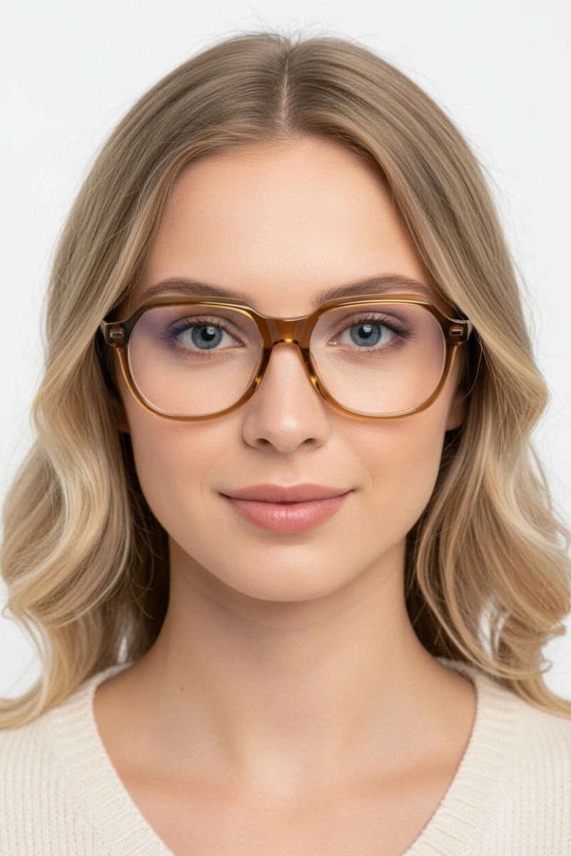 Oval Brown Acetate Glasses #BS1902-0103