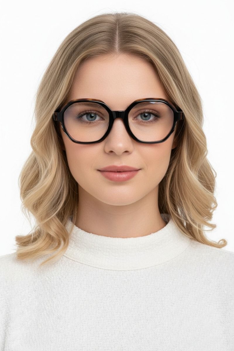 Lunettes en acétate à motif écaille de tortue géométrique #BS1902-0109