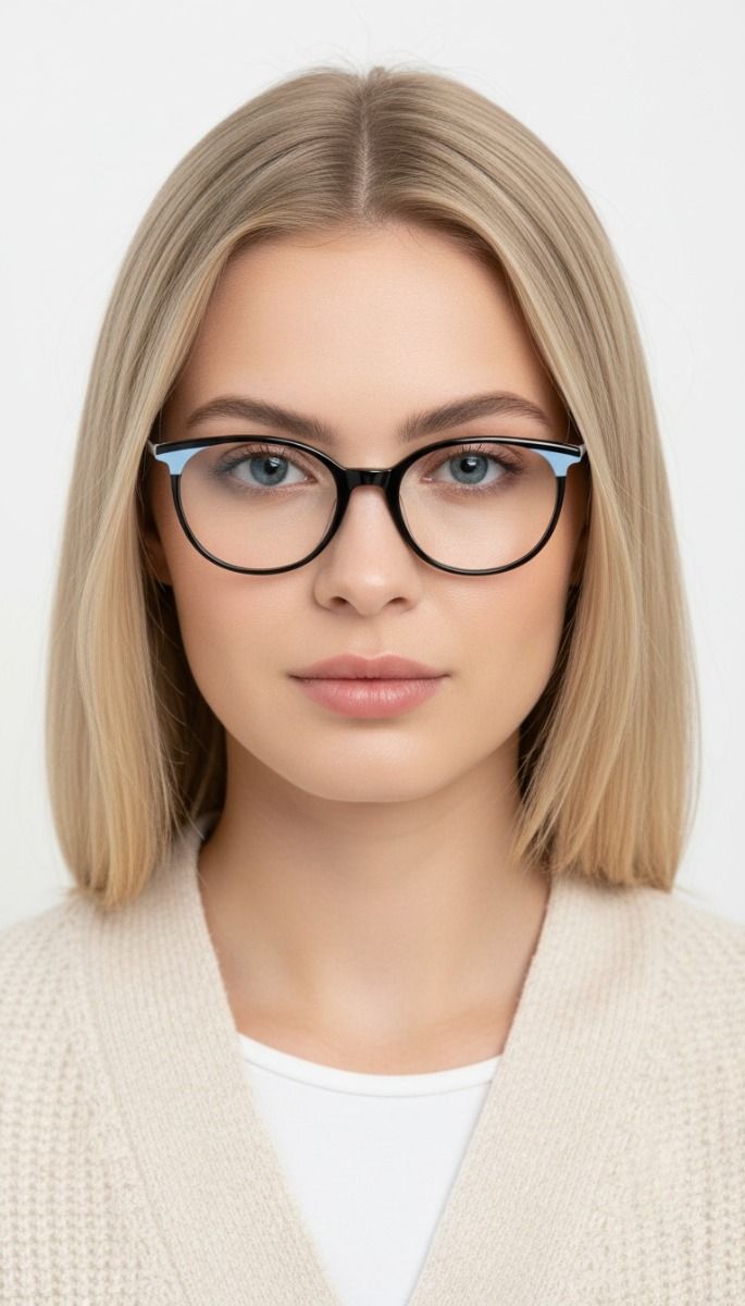 Oval Black Acetate Glasses #BS1902-0179