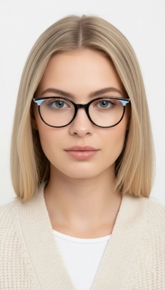 Oval Black Acetate Glasses #BS1902-0179