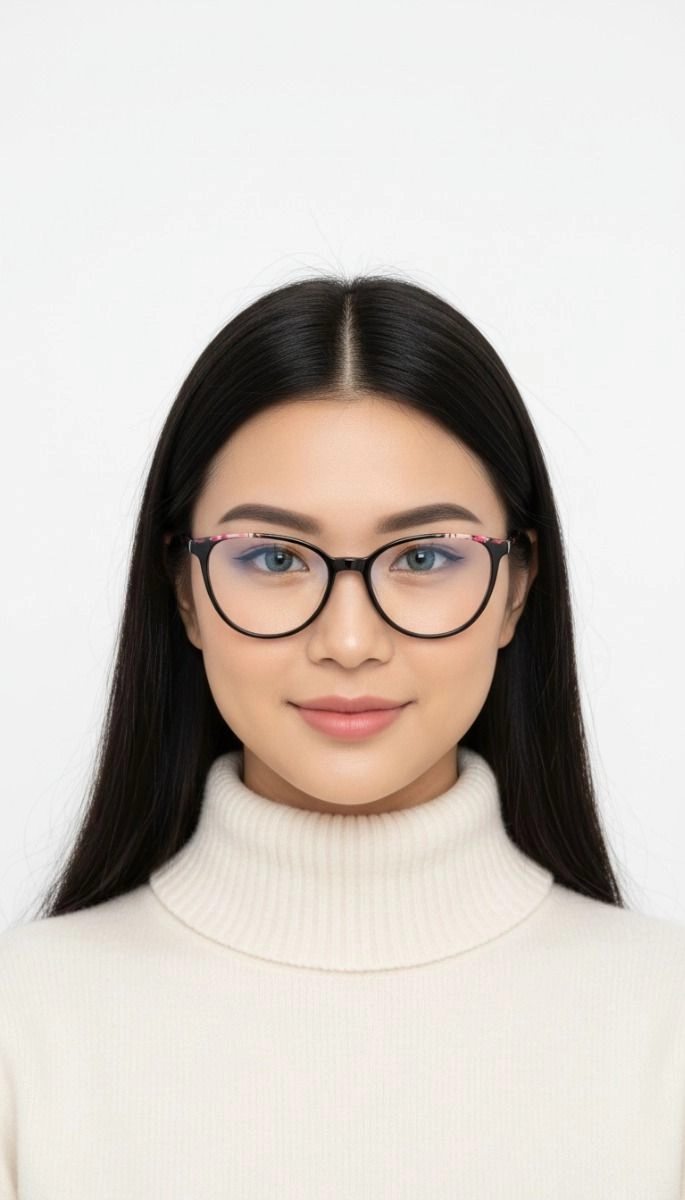 Schmetterlingsbrille aus schwarzem Acetat #BS1902-0183