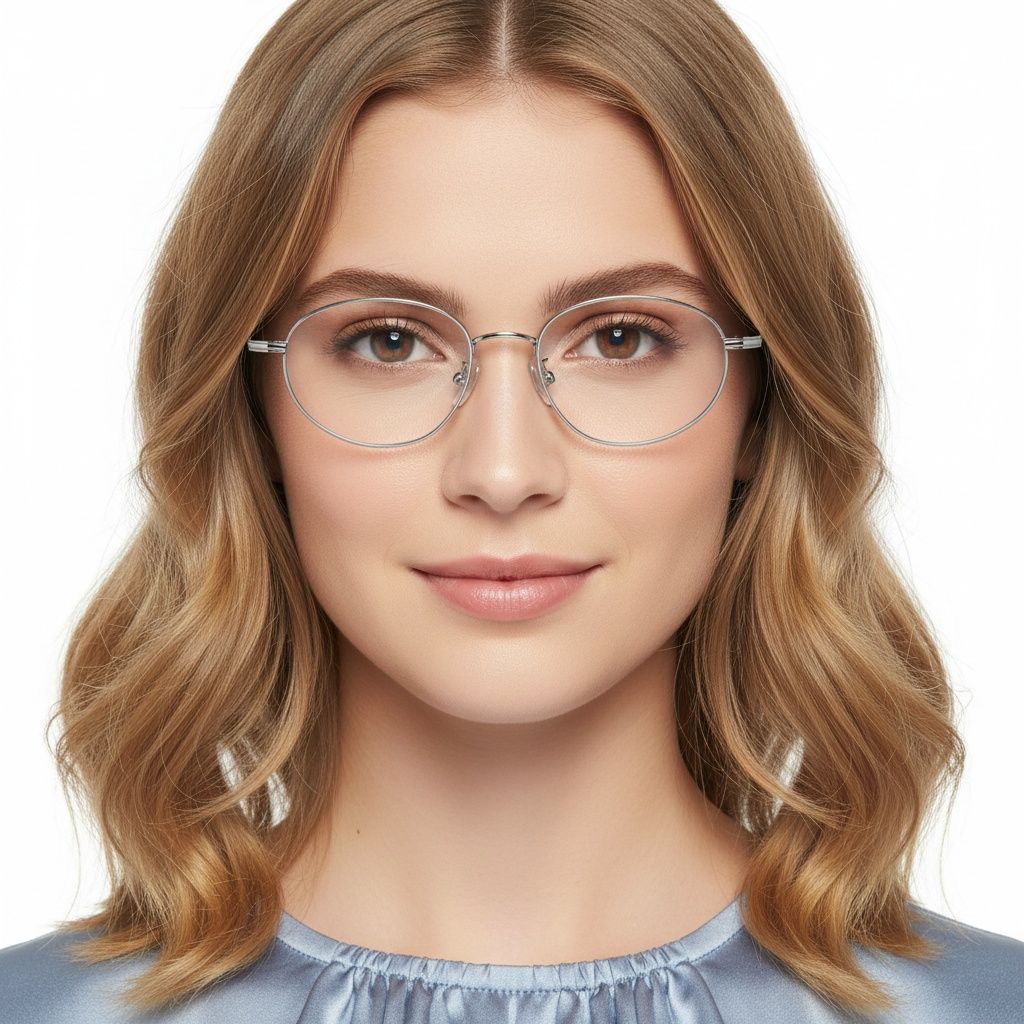 Gafas ovaladas de titanio plateado #BS1913-0058