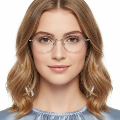 Gafas ovaladas de titanio plateado #BS1913-0058