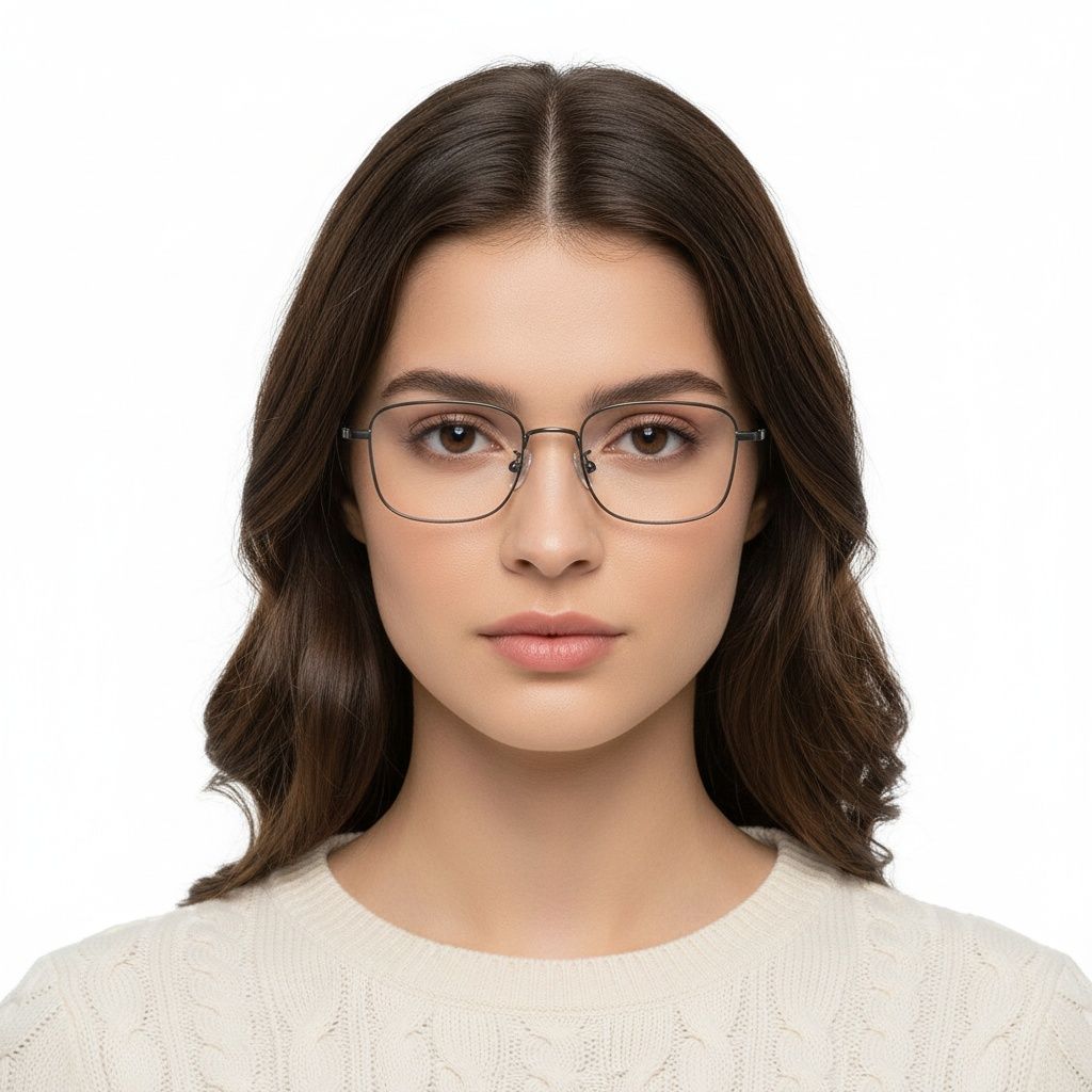 Gafas rectangulares de titanio gris #BS1913-0074