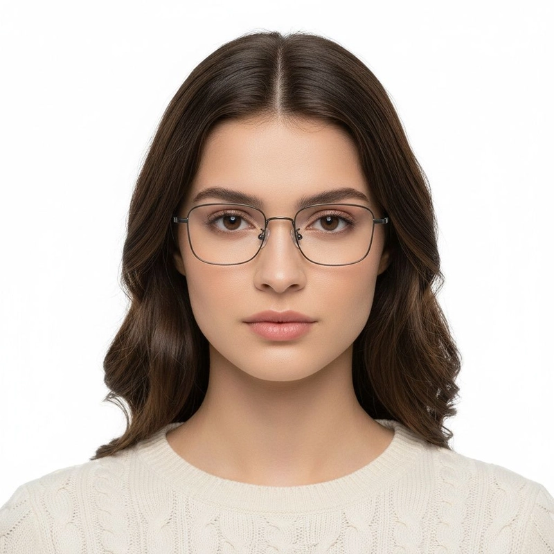 Gafas rectangulares de titanio gris #BS1913-0074