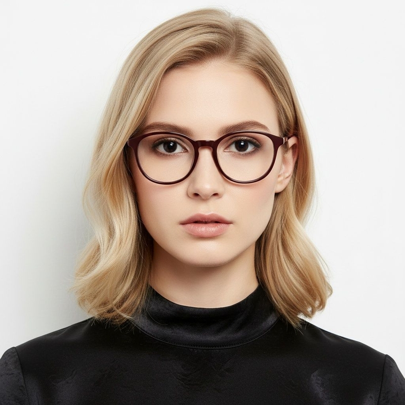 Oval Red Acetate Glasses #BS2012-0484