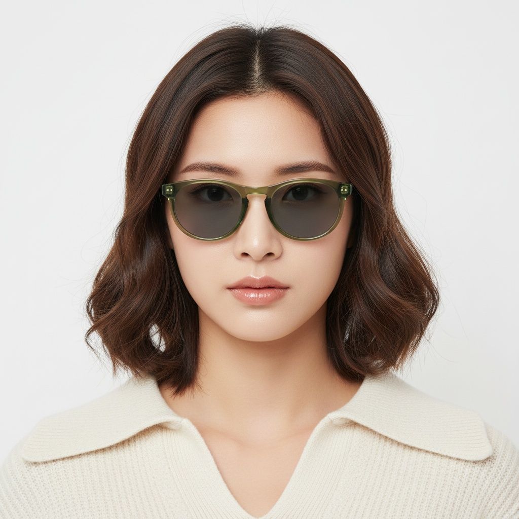 Oval Green Plastic Sunglasses #BS2503-0178