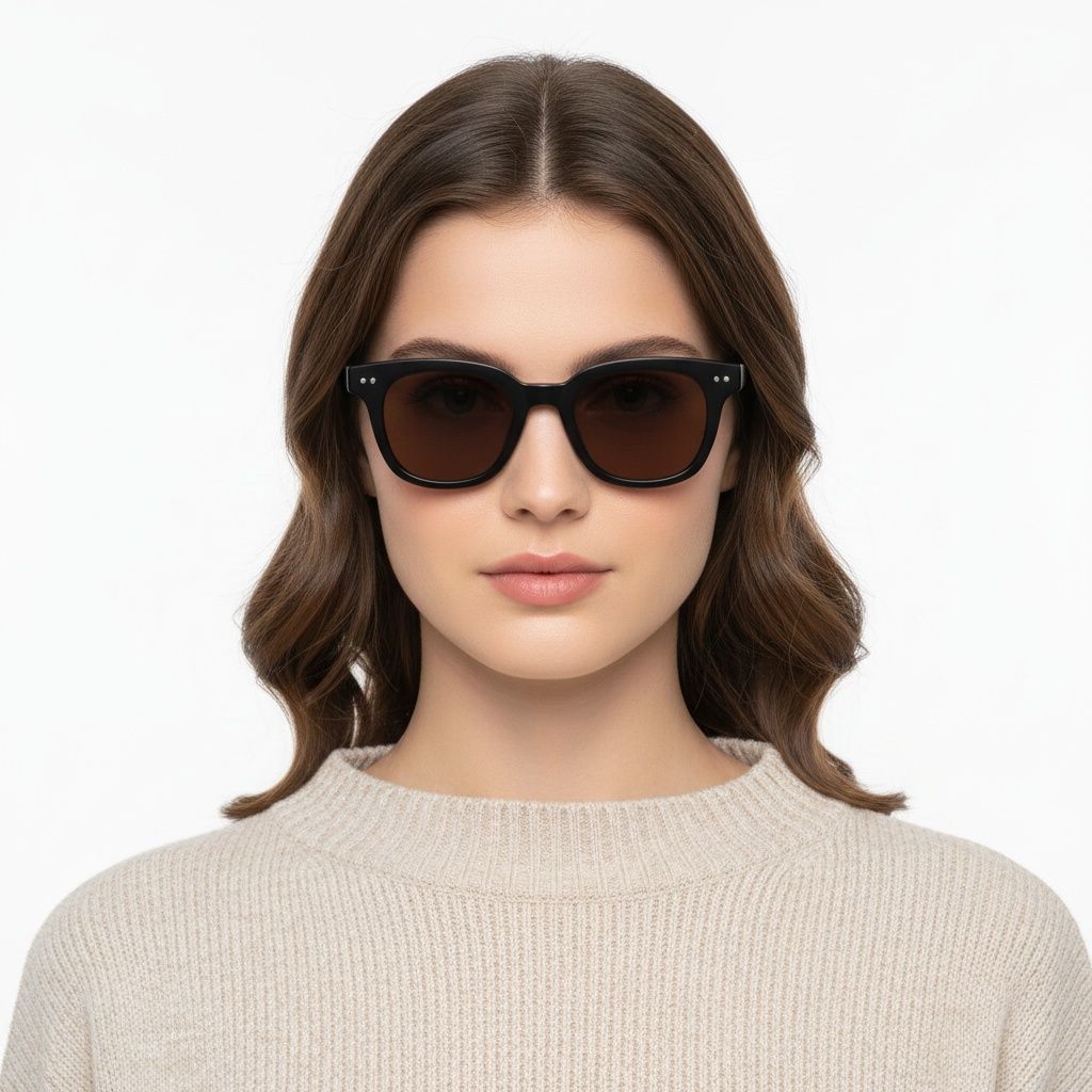 Rechthoekige zwarte plastic zonnebril #BS2503-0186