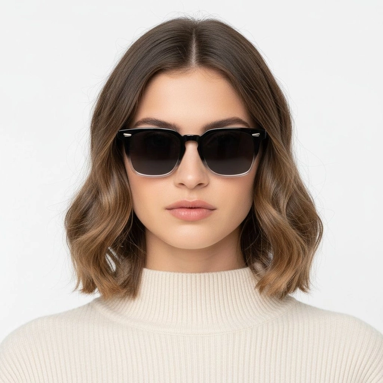 Rectangular Black Plastic Sunglasses #BS2503-0192