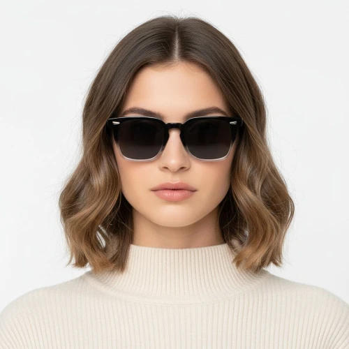 Rectangular Black Plastic Sunglasses #BS2503-0192