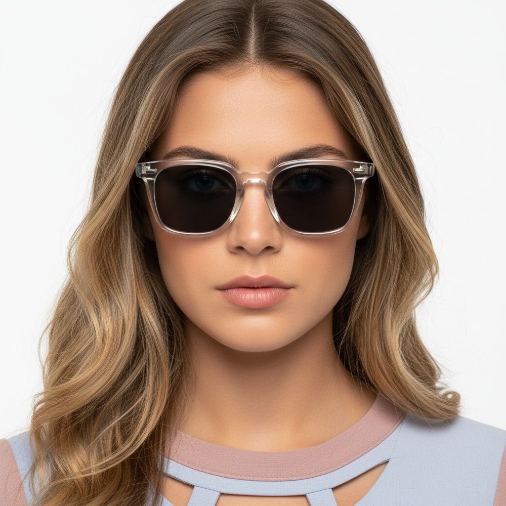 Rectangular Transparent Plastic Sunglasses #BS2503-0196